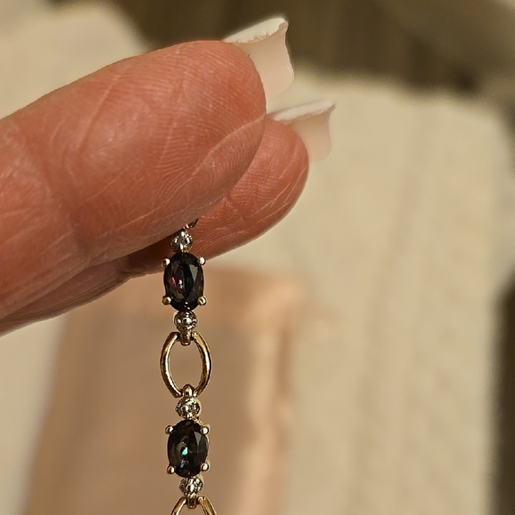 Mystic Topaz And Diamond Gold Over 925 Sterling Silver Bracelet 7 " - Picture 2 of 5